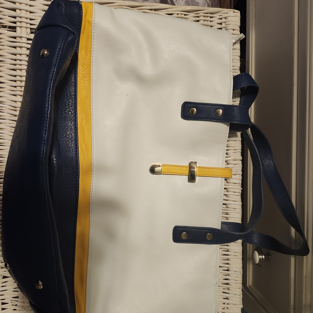 Coach Women’s White, Navy & Yellow Tote Bag